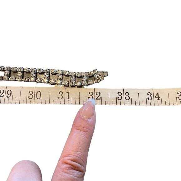 Vintage Silver Tone Sparkling Prong Set Rhinestone Bling Belt 32" x 1/2" Glam - Picture 5 of 10